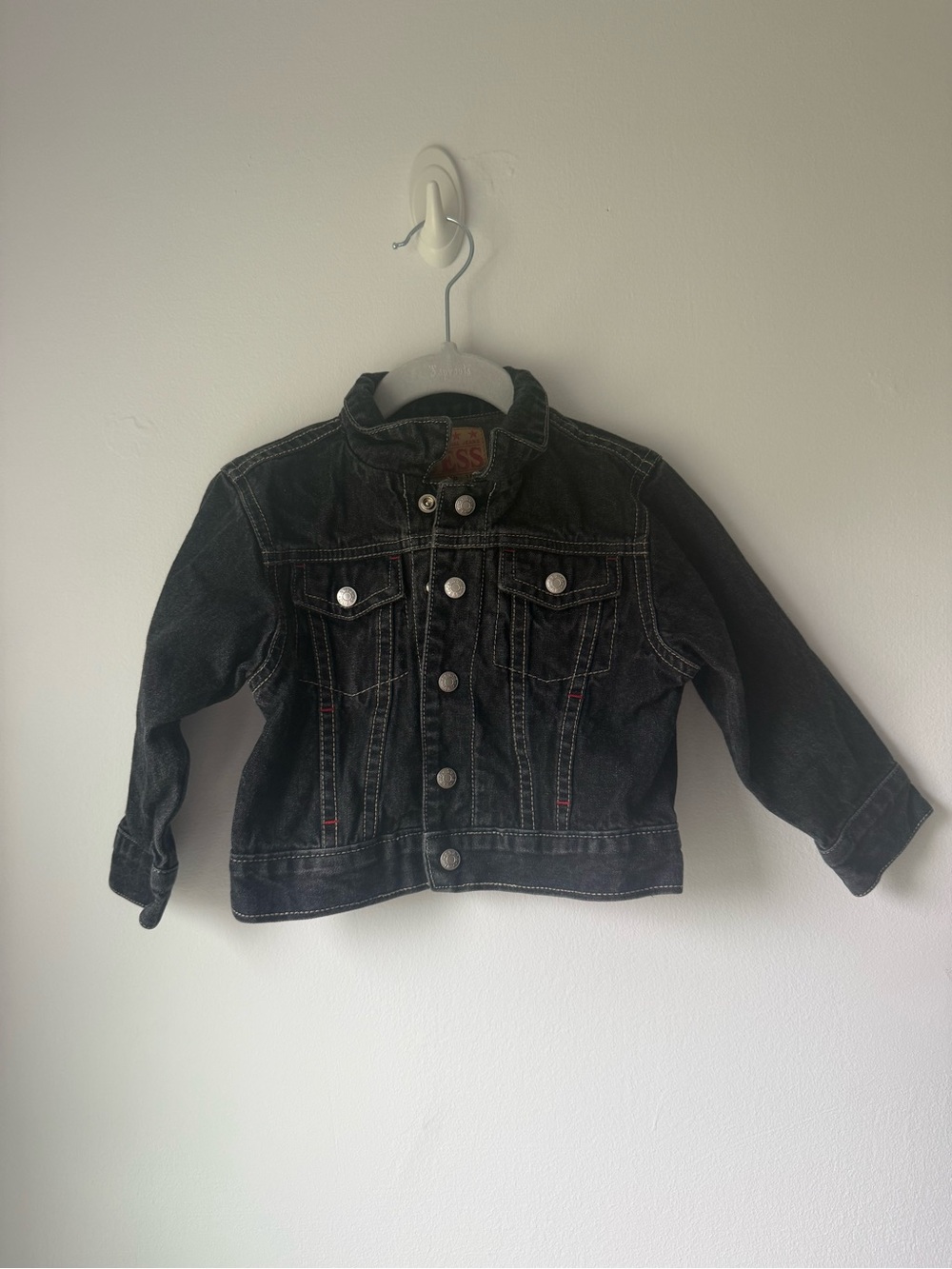 Guess Kids Black Denim Jacket with Silver Buttons